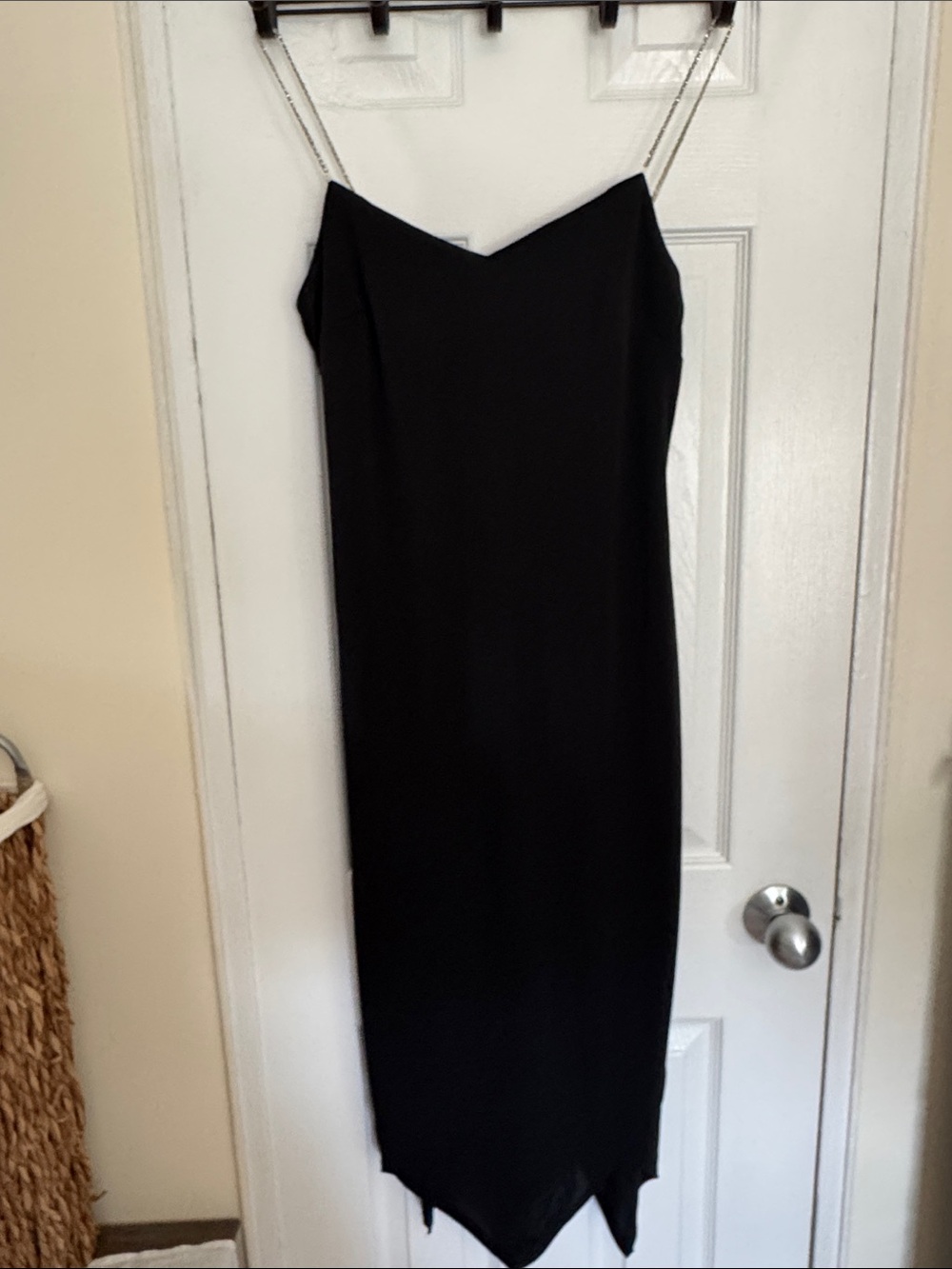 Rampage Black Midi Slip Dress with Chain Straps